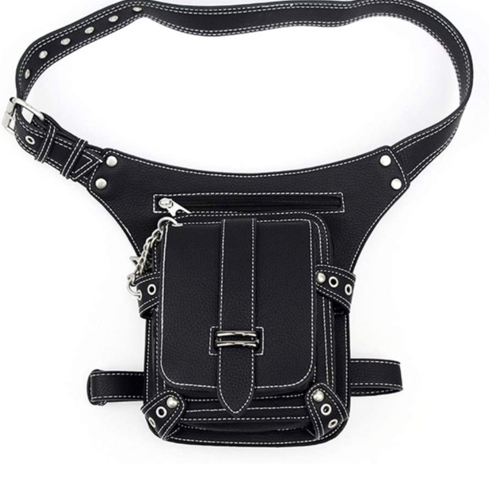 Black waist/ hip bag with multiple pockets